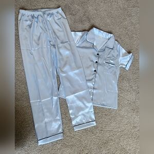 Kids Light Blue Satin Pajama Set